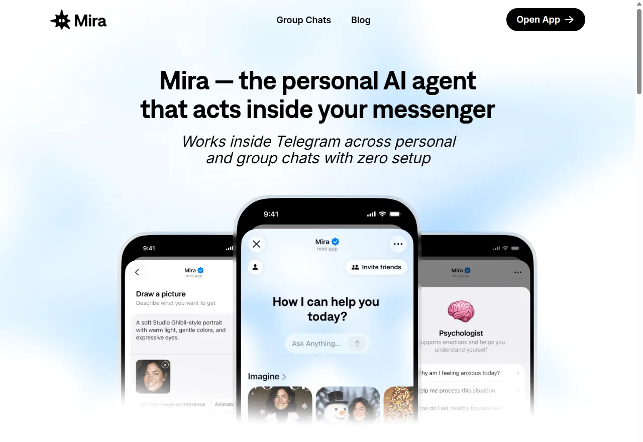Mira — a shared AI assistant bot for Telegram, working across personal and group chats