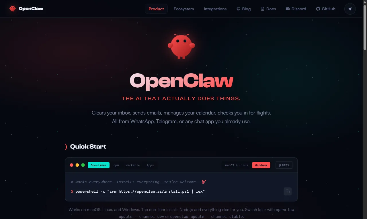 OpenClaw — an open-source, self-hosted AI agent for Telegram and other messengers
