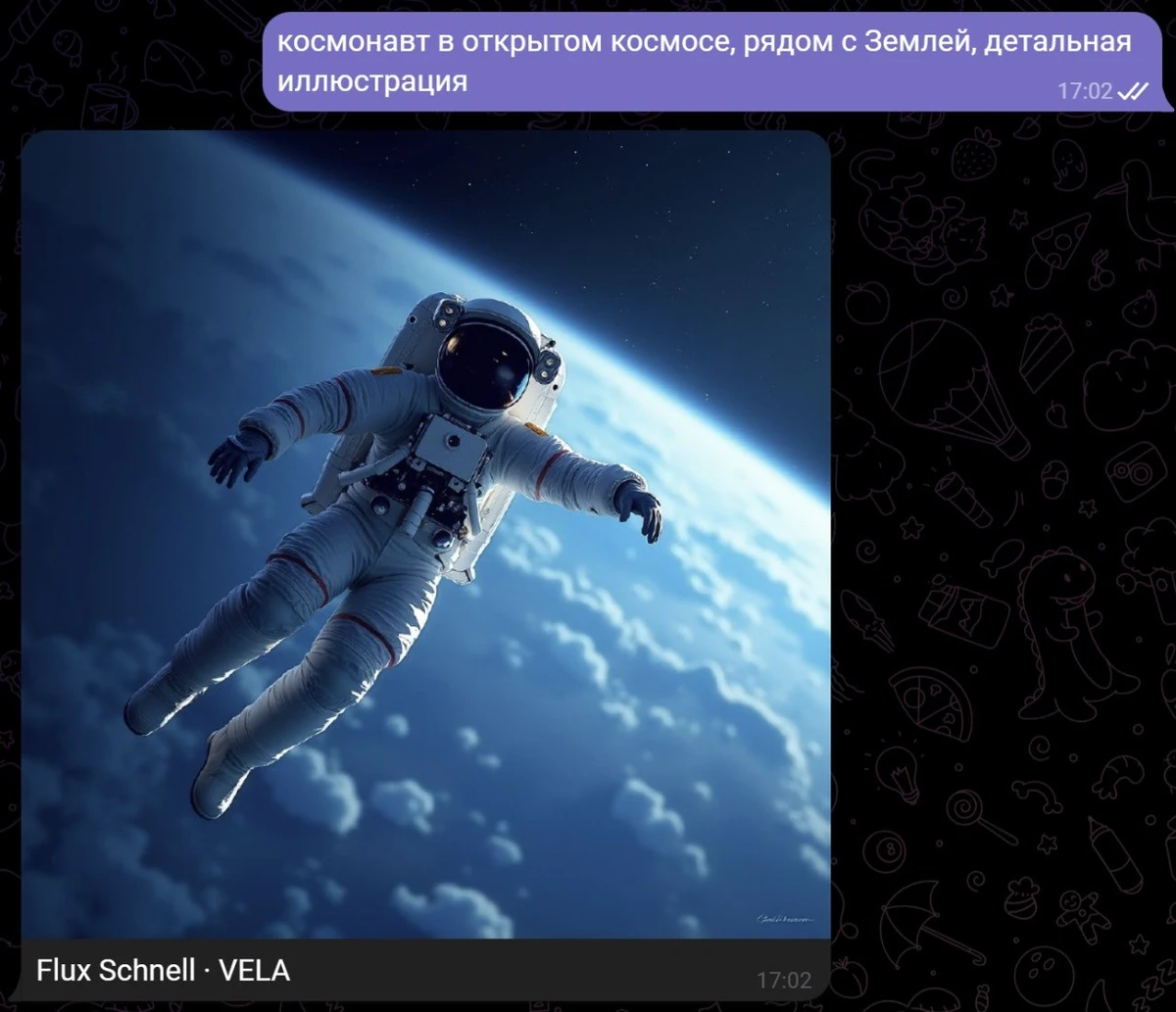Космонавт в скафандре парит в открытом космосе рядом с Землей